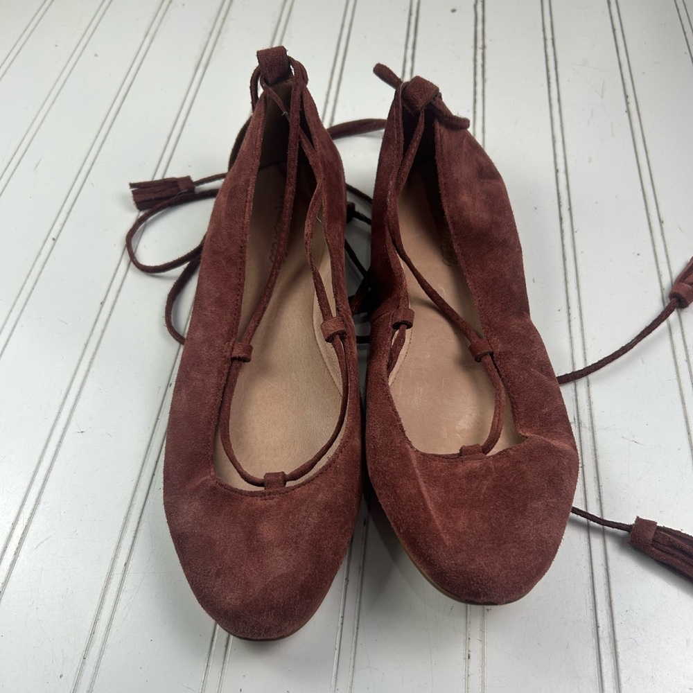 Madewell Burgundy Inga Lace-Up Suede Flats Women’s Size 9.5 - Picture 7 of 11